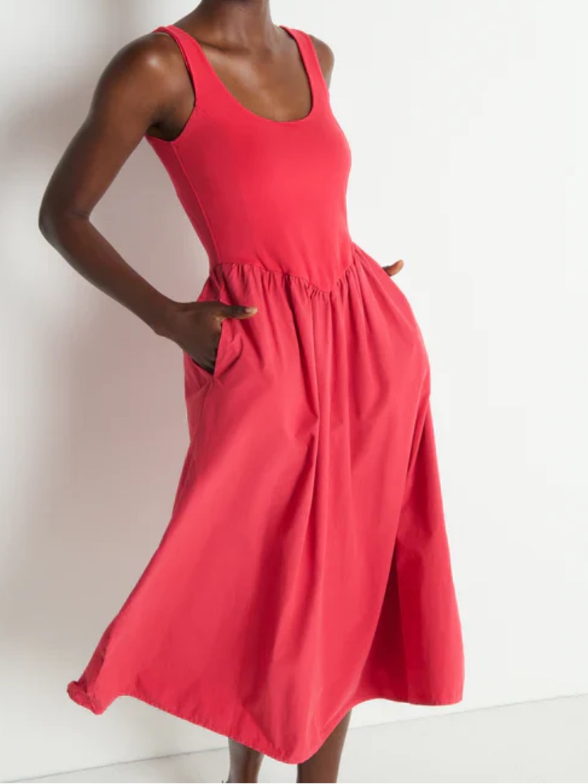 Nwt Nation La Fiona Pima Cotton Midi Dress In Heartbeat Red Size Medium